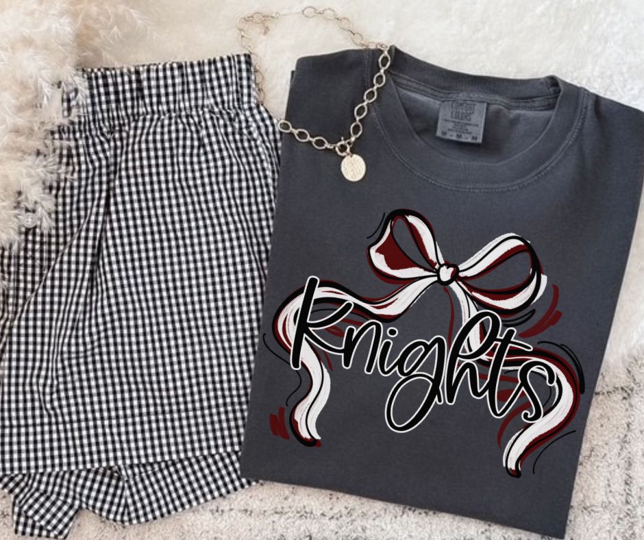 Knights - Maroon/White (Ribbon Sports Bow School Spirit) - DTF