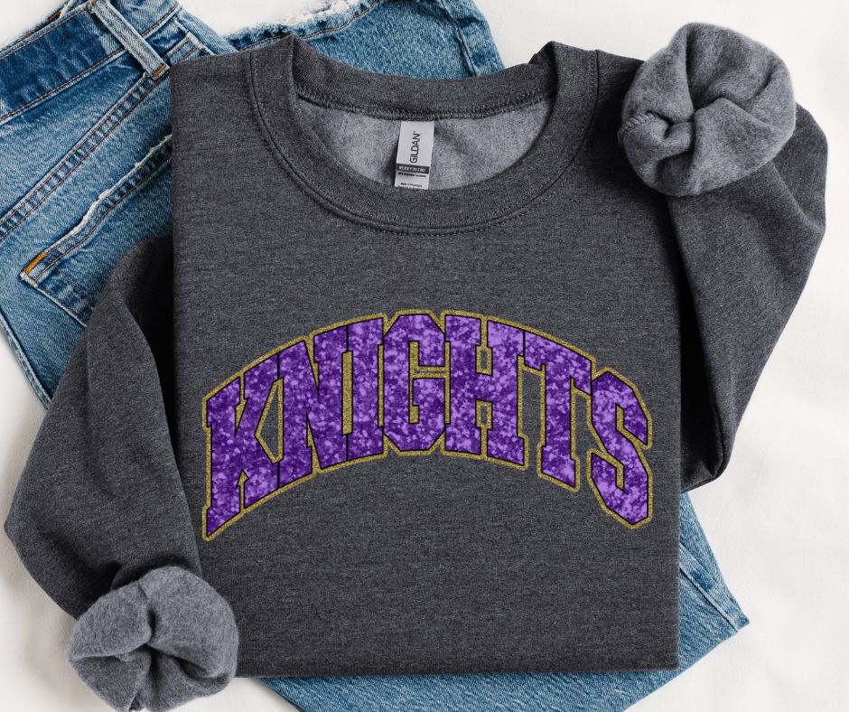 Knights - Purple/Gold NO BOW (Collegiate Glitter Bow) - DTF