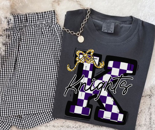 Knights - Purple/Vegas Gold (Checkered Coquette Mascot)  - DTF