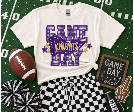 Knights - Purple/Vegas Gold (Preppy Game Day Pennant Mascot) - DTF