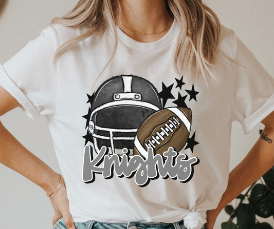 Knights Mascot (stars - black/gray helmet) - DTF