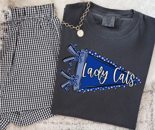Lady Cats - Royal Blue/White (Prepster Pennant Mascot) - DTF