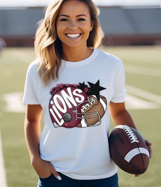 Lions - Maroon/White (Football Helmet Mascots) - DTF