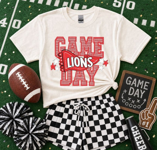 Lions - Red/White (Preppy Game Day Pennant Mascot) - DTF