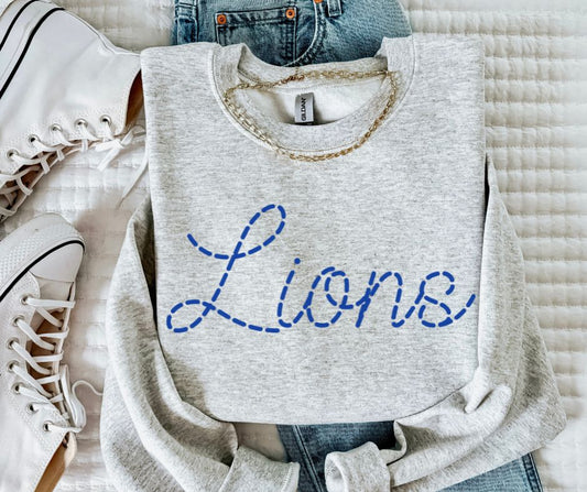 Lions - Royal Blue (Stitched Mascot) - DTF