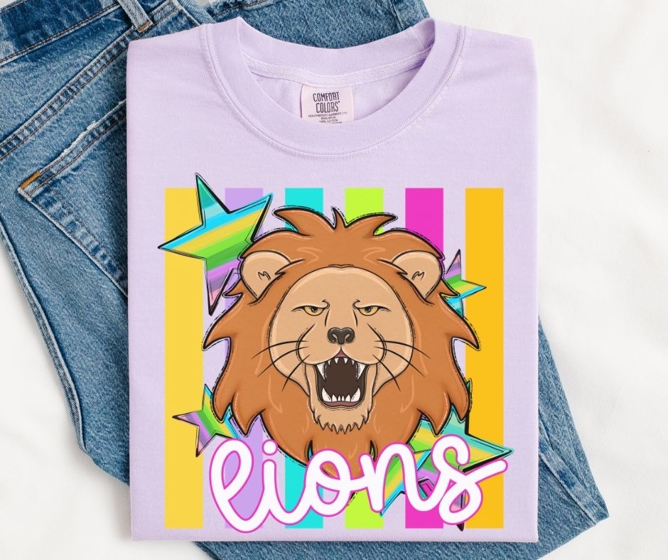Lions (Colorful Stripes Mascot) - DTF