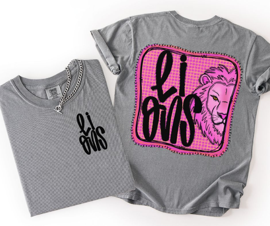 Lions (Pink Frame Mascots 2-in-1 front/back) - DTF
