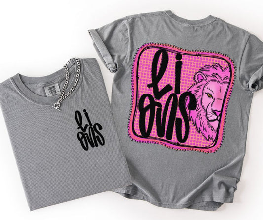 Lions (Pink Frame Mascots 2-in-1 front/back) - DTF