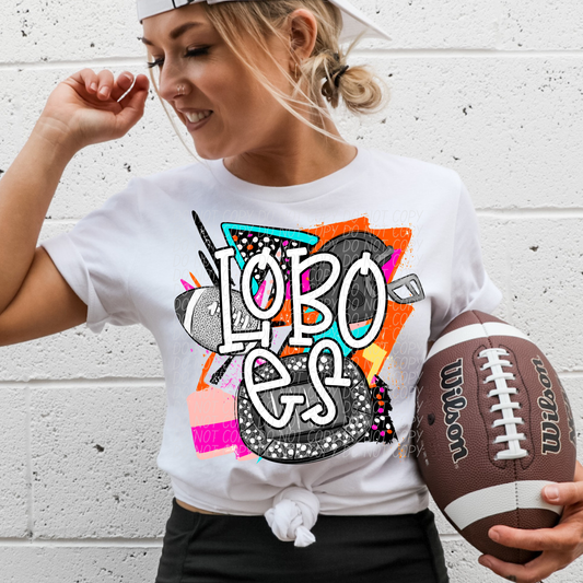Lobos (Bright Retro Football Mascot) - DTF