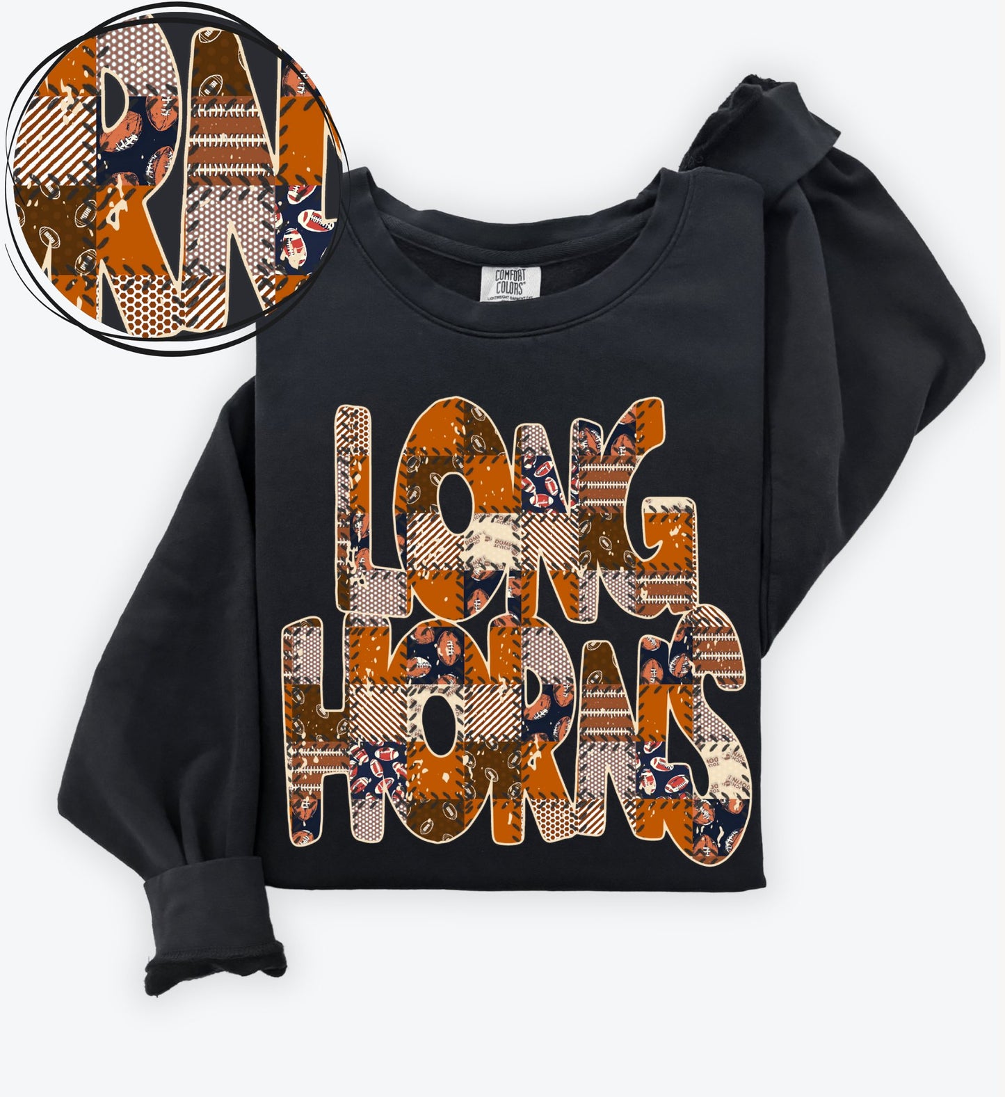 Longhorns (Quilted Patchwork Football Teams) - DTF