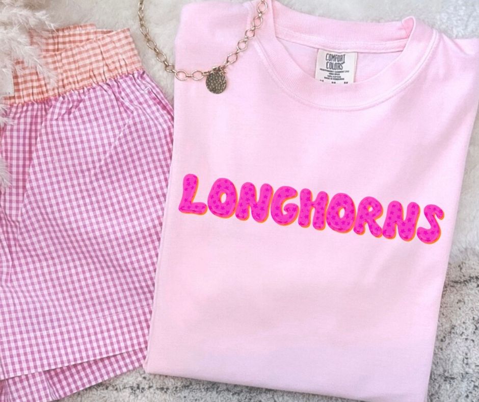 Longhorns (Pink Bubble Stars Mascot) - DTF