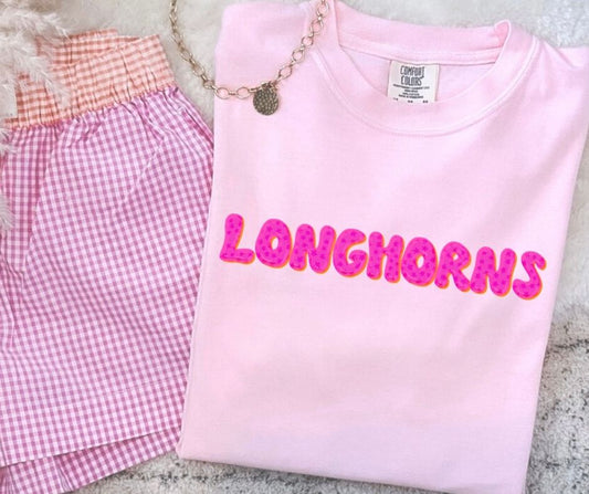 Longhorns (Pink Bubble Stars Mascot) - DTF