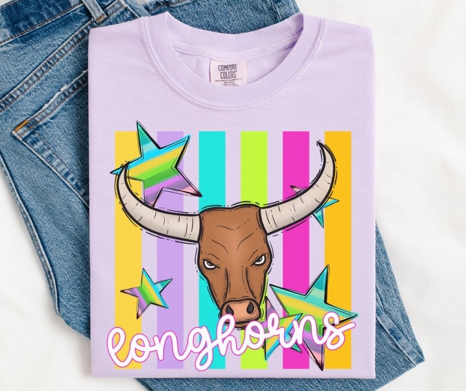 Longhorns (Colorful Stripes Mascot) - DTF