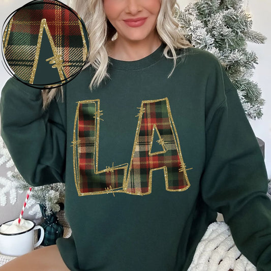 LA (Glitter & Plaid State Abbreviation) - DTF