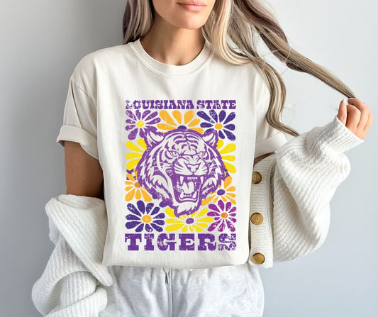 LSU - 2 (Groovy Floral - College) - DTF