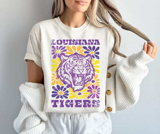 LSU (Groovy Floral - College) - DTF