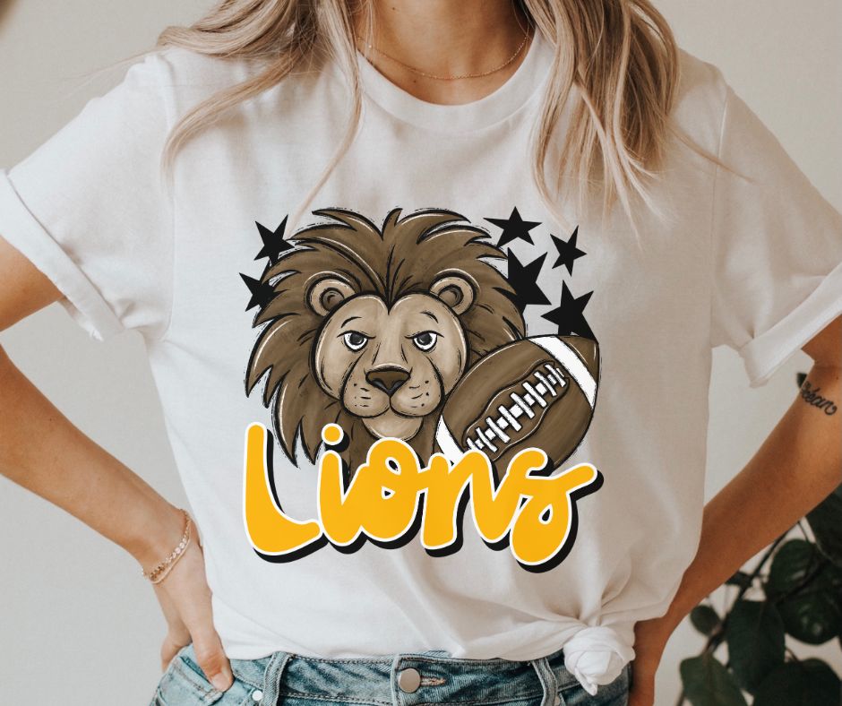 Lions Mascot (stars - yellow gold) - DTF
