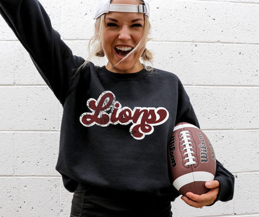 Lions cursive (retro maroon/white) - DTF