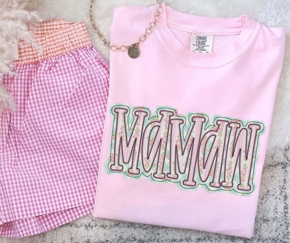 Mamaw (Floral Check Faux Embroidered) - DTF