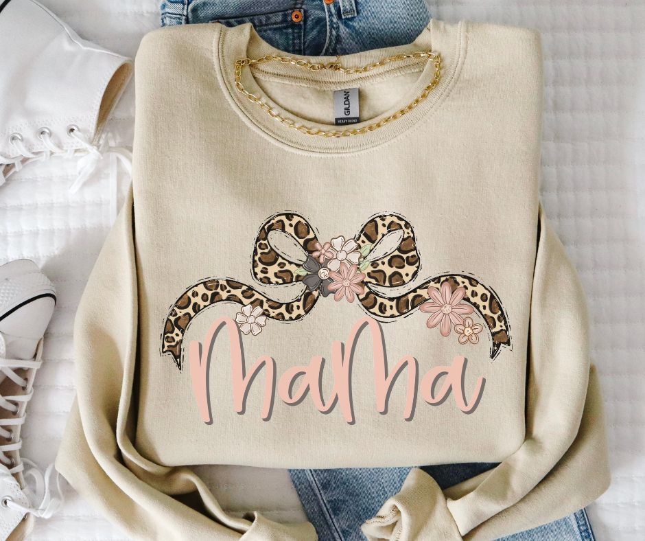 Mama (Leopard Floral Bow) - DTF