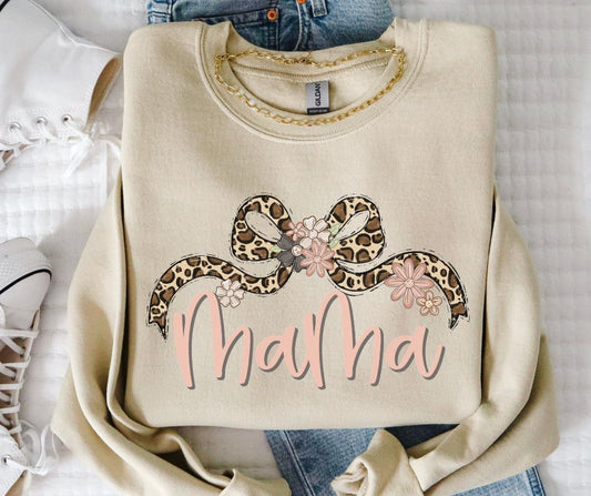 Mama (Leopard Floral Bow) - DTF
