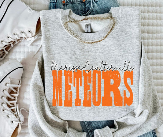 Meteors - Marissa-Coulterville Orange/Black (Mixed Up Mascot) - DTF