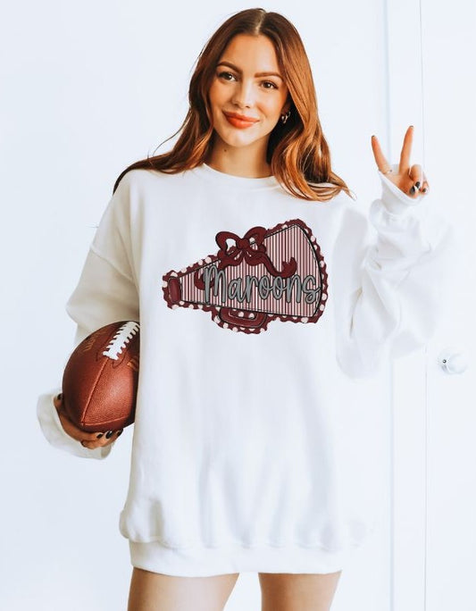 Maroons - Maroon/Gray (Prepster Megaphone Bow Mascot) - DTF