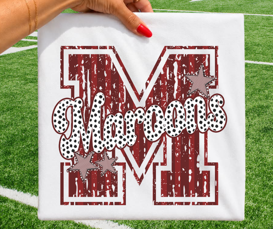 Maroons - Maroon/White (Varsity Stripes & Dots Mascot) - DTF