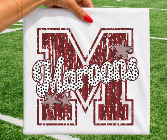 Maroons - Maroon/White (Varsity Stripes & Dots Mascot) - DTF