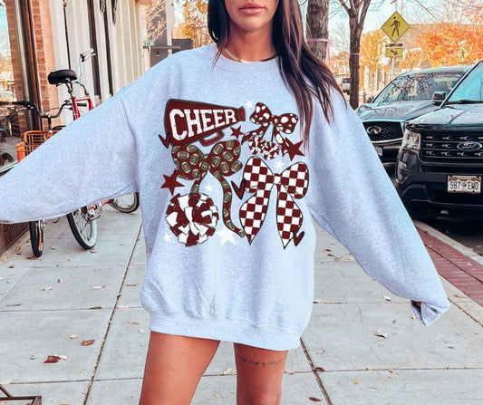 Cheer Bow Collection (maroon/white) - DTF