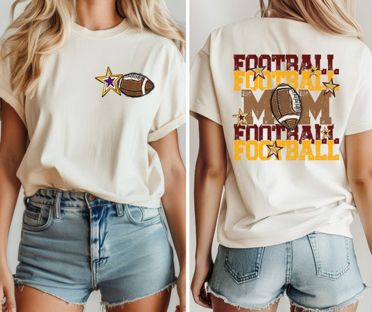 Football Mom - Maroon/Yellow Gold (2-in-1 front/back design) - DTF