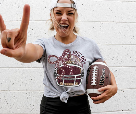 Lets Go Football Helmet (Maroon) - DTF