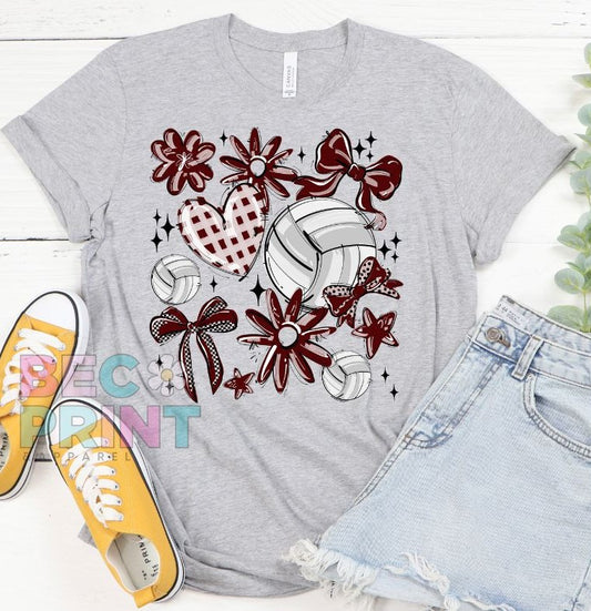 Play Ball Collage - Maroon (Volleyball) - DTF