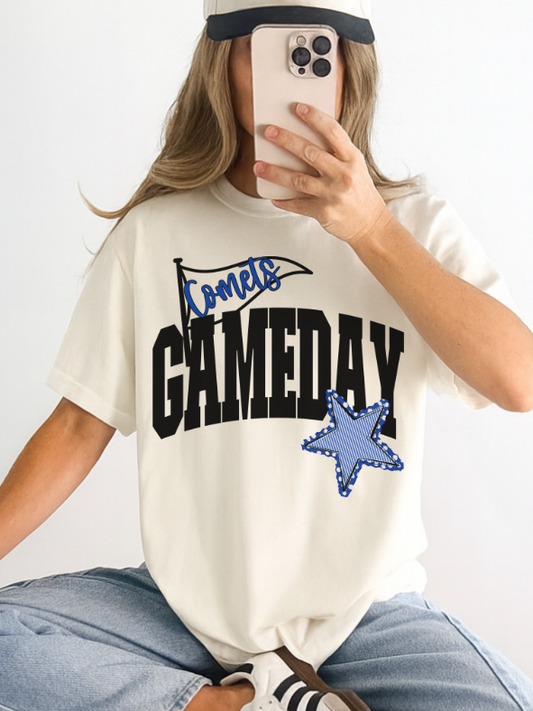 Comets - Royal Blue/Black (Game Day Flag Mascots) - DTF