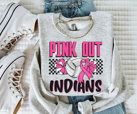 Indians (Pink Out Check Mascots) - DTF