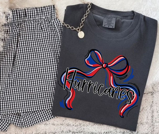 Hurricanes - Red/Royal Blue (Ribbon Sports Bow School Spirit) - DTF