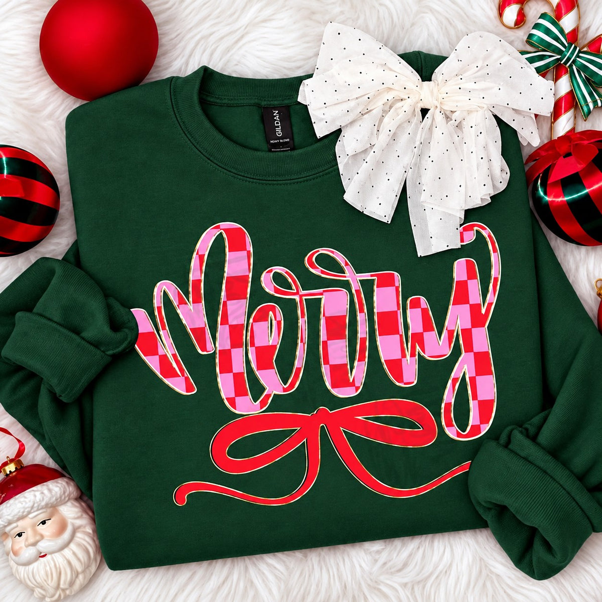 Merry Checkered with bow - DTF