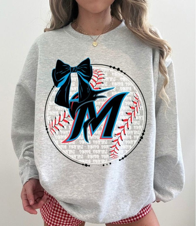 Marlins (Baseball Bow Typography) - DTF