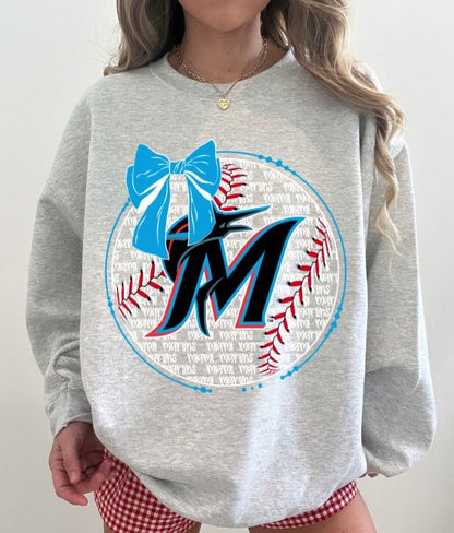 Marlins (Baseball Bow Typography) - DTF