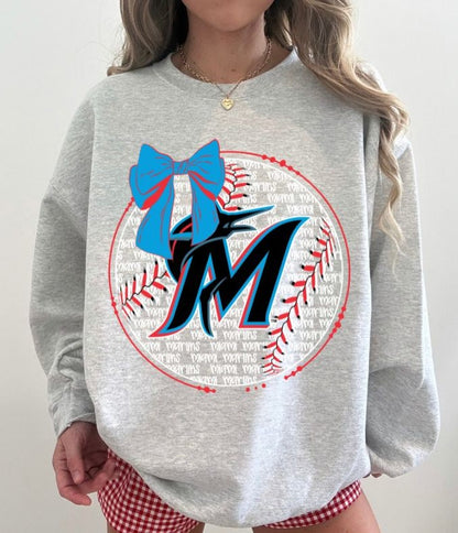 Marlins (Baseball Bow Typography) - DTF