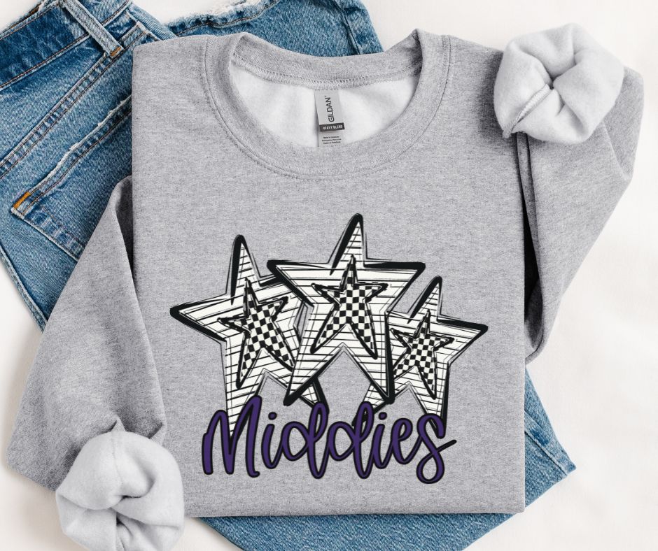 Middies - Purple (Stars and Checks) - DTF