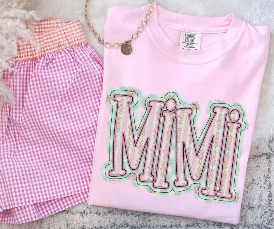 Mimi (Floral Check Faux Embroidered) - DTF