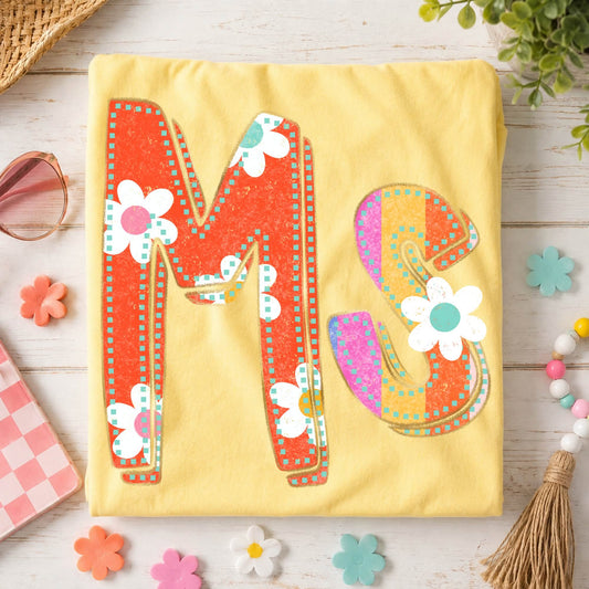 Mississippi (Flower Power Distressed Doodle State) - DTF