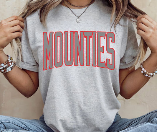 Mounties - Gray/Red (Arched Outline Mascot) - DTF
