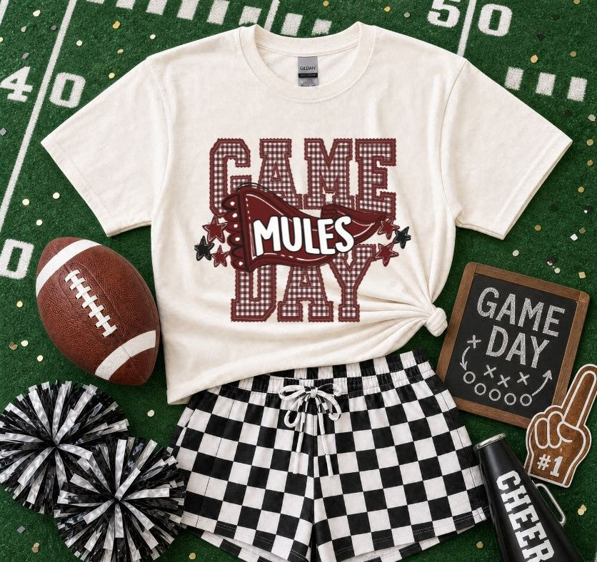 Mules - Maroon/Black (Preppy Game Day Pennant Mascot) - DTF