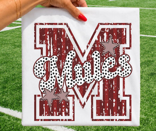 Mules - Maroon/White (Varsity Stripes & Dots Mascot) - DTF