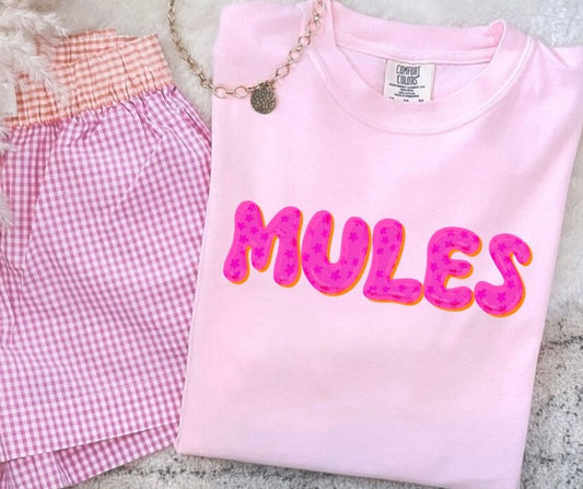 Mules (Pink Bubble Stars Mascot) - DTF