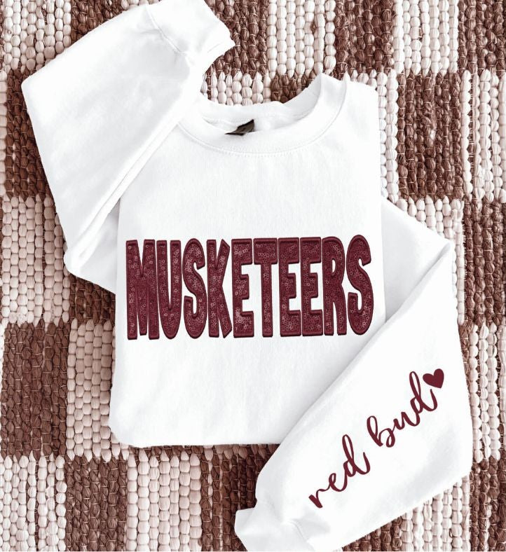 Musketeers - Red Bud/Maroon (Sequins/Embroidery look) - DTF