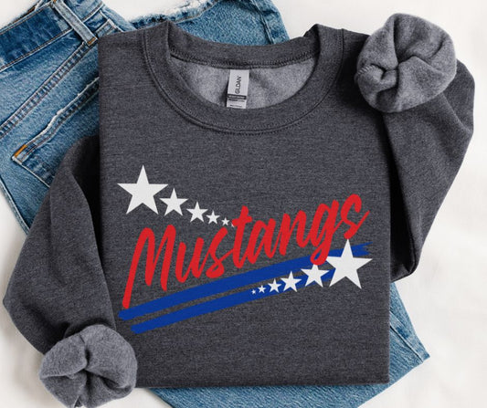 Mustangs - Red/Royal Blue(Spirit Stars Mascots) - DTF