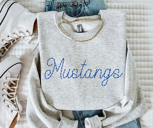 Mustangs - Royal Blue (Stitched Mascot) - DTF